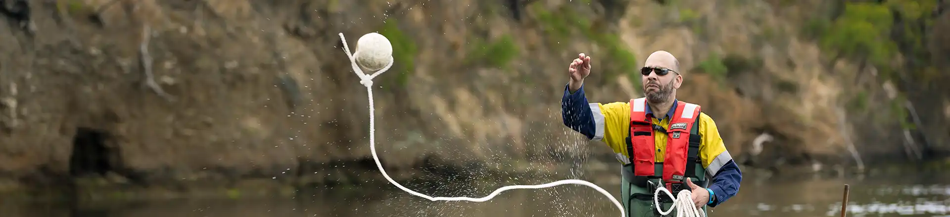 man testing quality of water