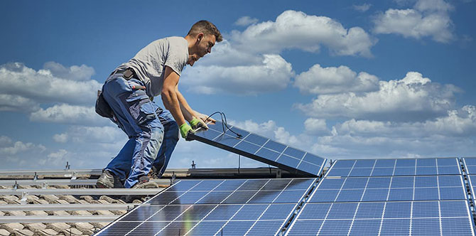 Solar panels being installed