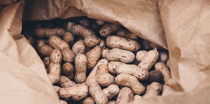 Peanuts in a paper bag