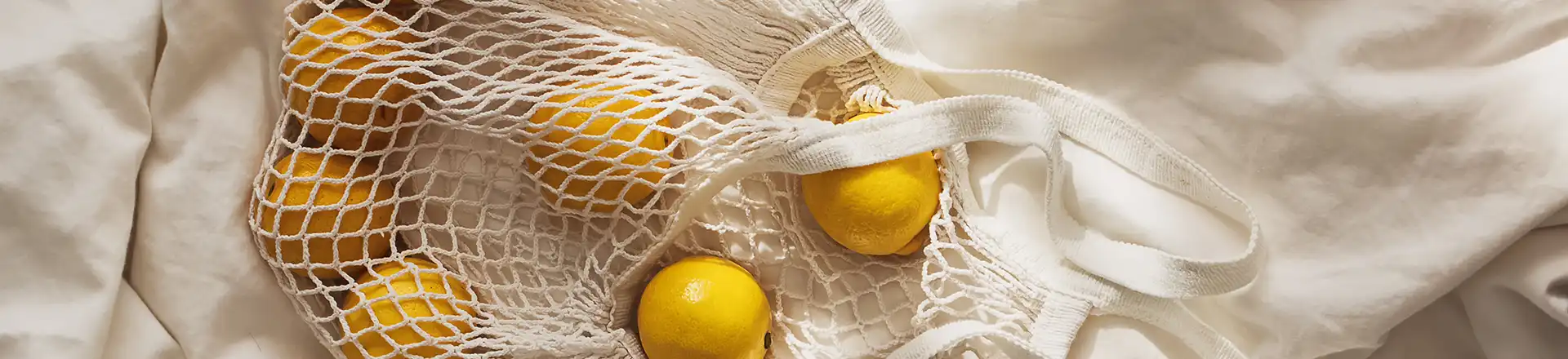 netted reusable bag with lemons in it