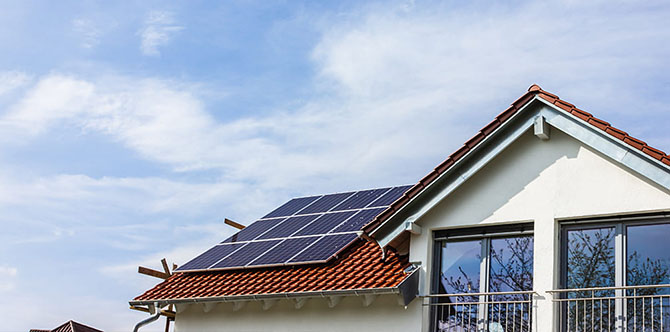 Solar panels on house roof