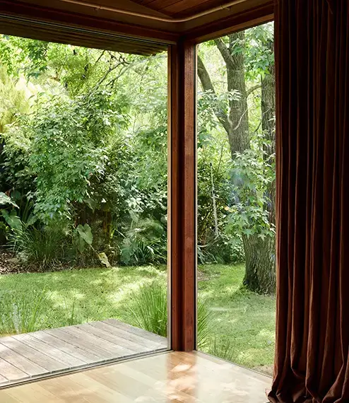 Inside house window looking at garden