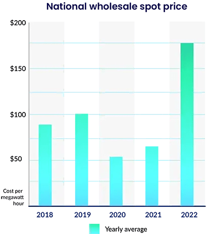 National wholesale spot price graph